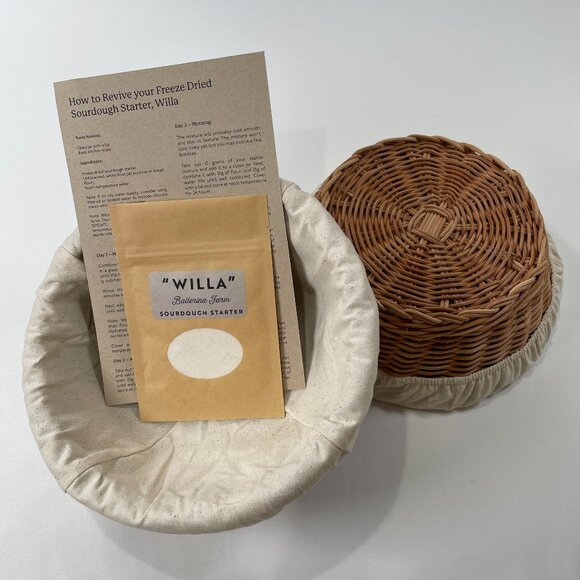 Ballerina Farm Willa Sourdough Starter & Set of 2 Proofing Wicker Cloth Baskets - Picture 1 of 16